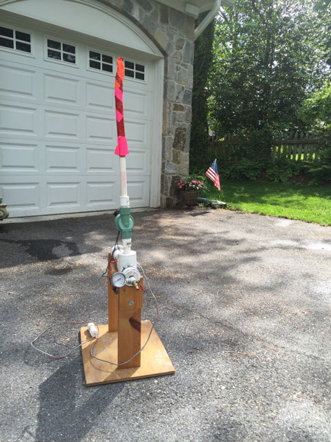 Homemade rocket launcher in driveway 