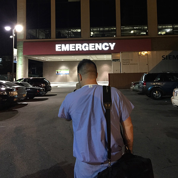 John walks into hospital