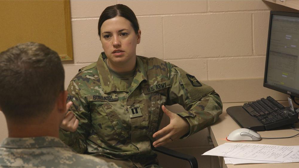 Sara explaining why she chose to be a physician in  the National Guard