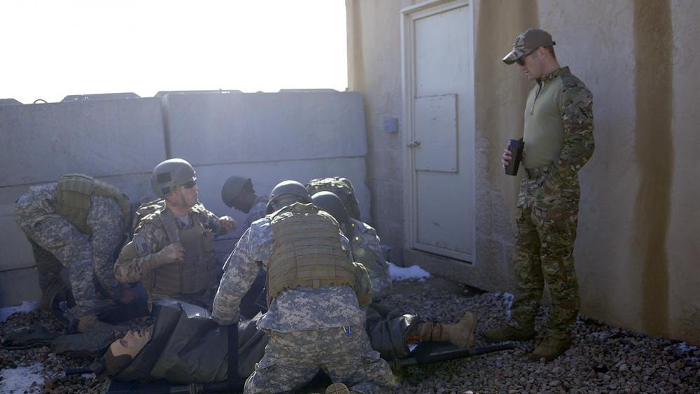 Hunter directs medics during training exercise