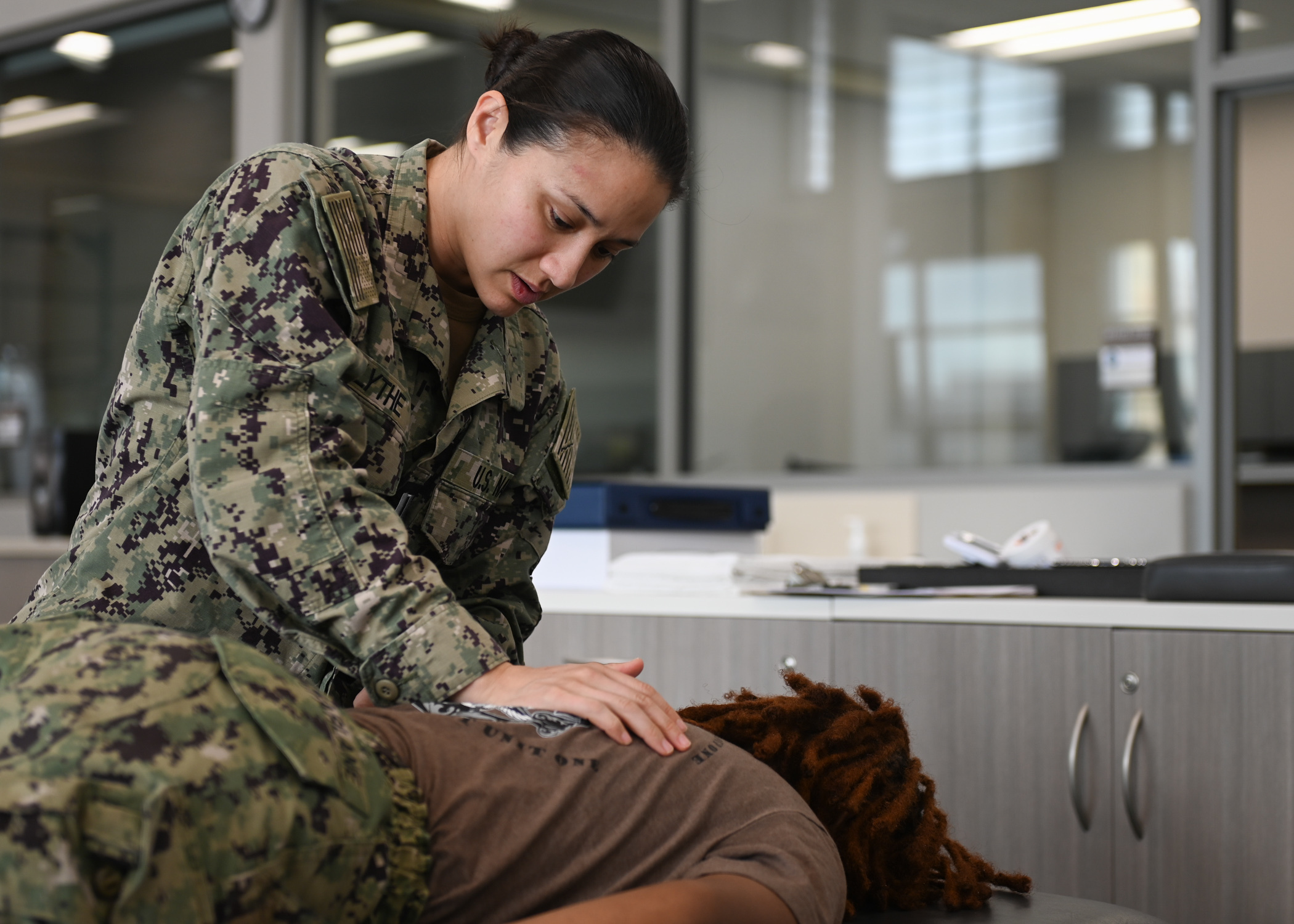 Lt. Tia Blythe attending to a patient
